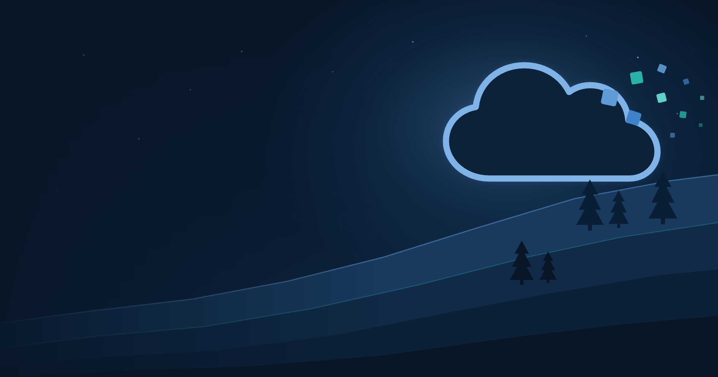 Night Blue Ridge with a cloud dissolving into pixels — the busywork handled automatically